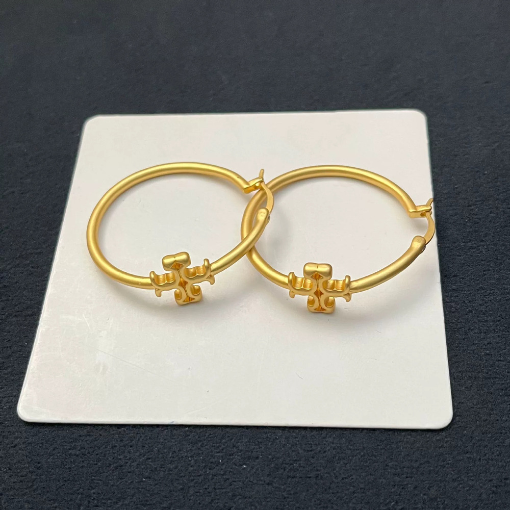 Tory Burch Trendy Cross Flower Hoop Earrings